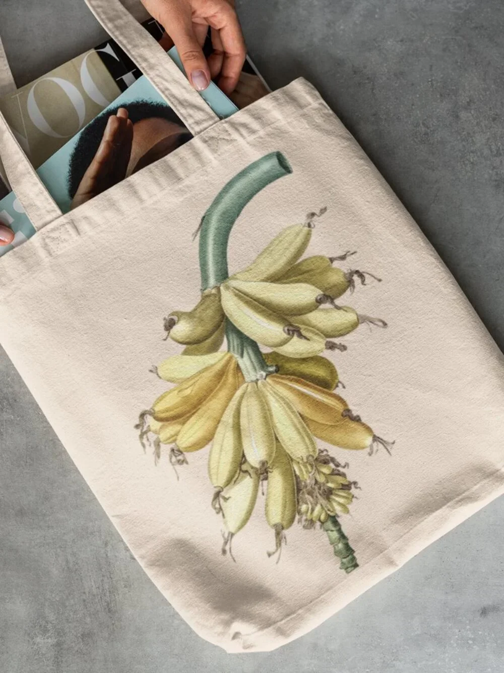 Banana Vintage Botanical Print Graphic Canvas Tote Bag
